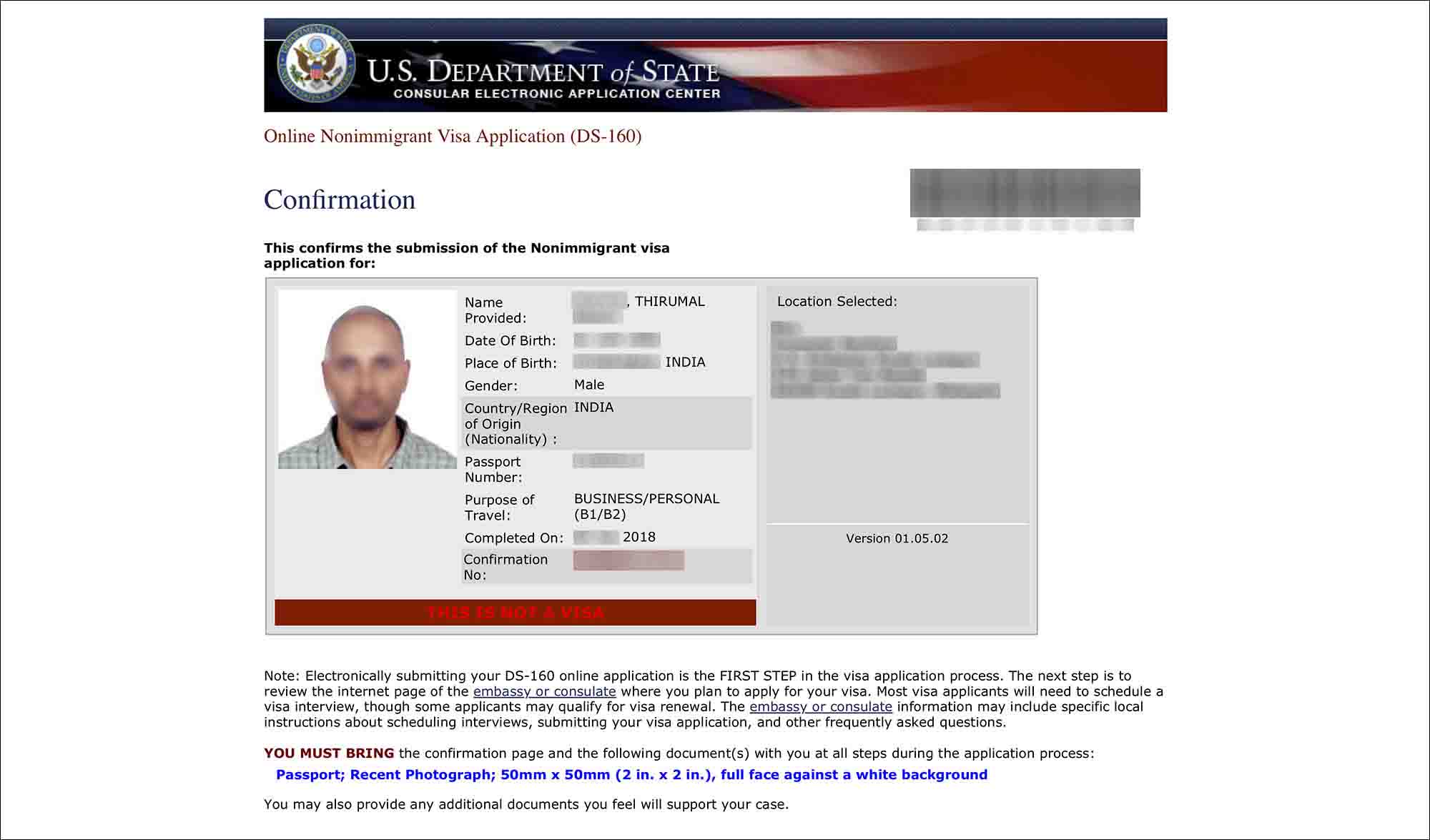 ds 160 form for b2 visa